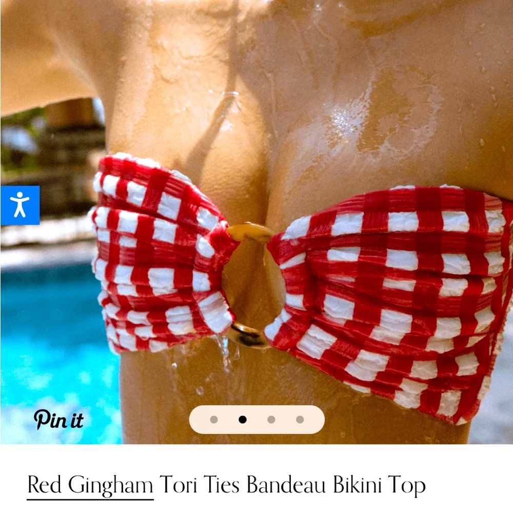 Montce Swim Red gingham Tori bikini top